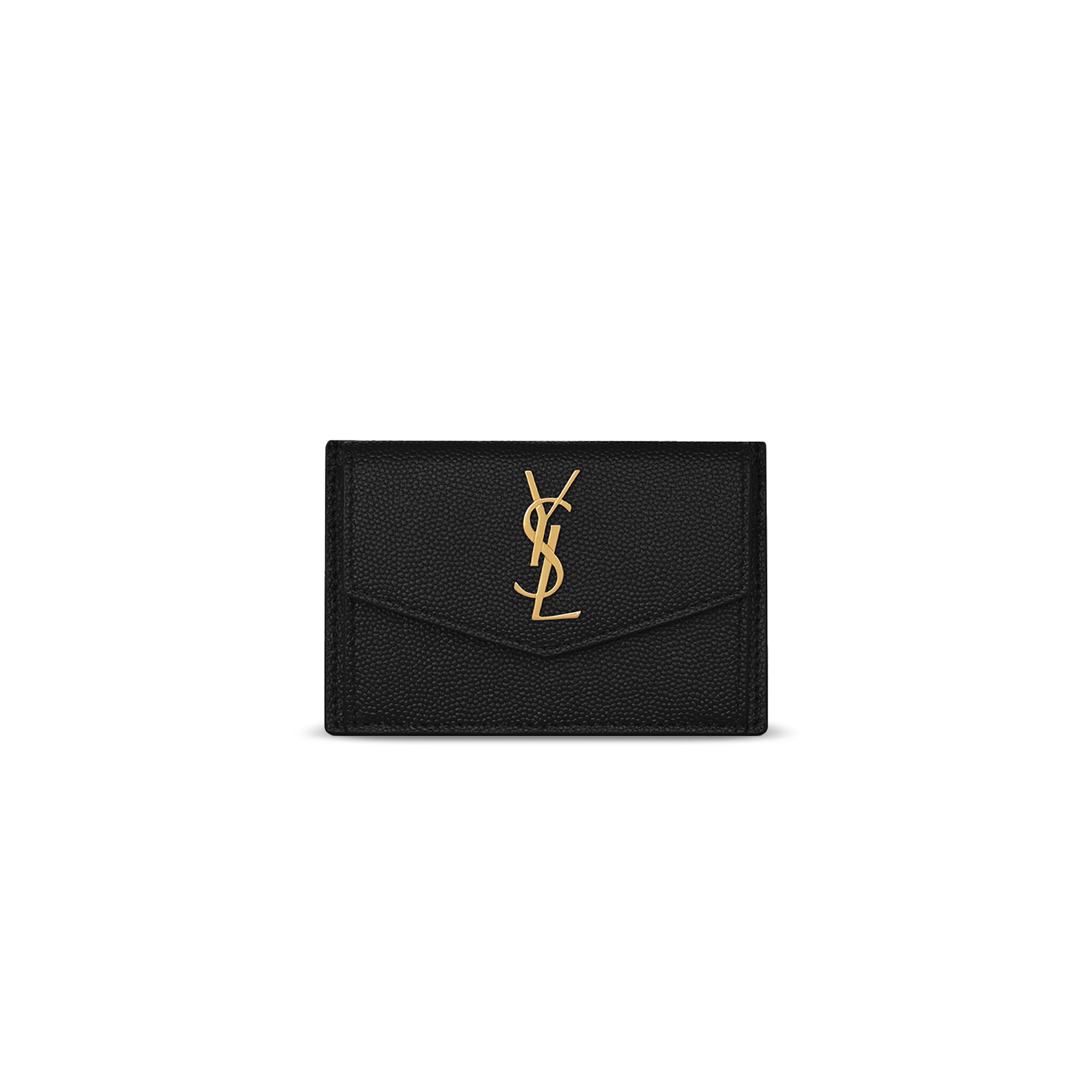 YSL UPTOWN FLAP CARD CASE IN GRAIN DE POUDRE LEATHER 5823051GF0J1000 (10.5*7*1.5cm)